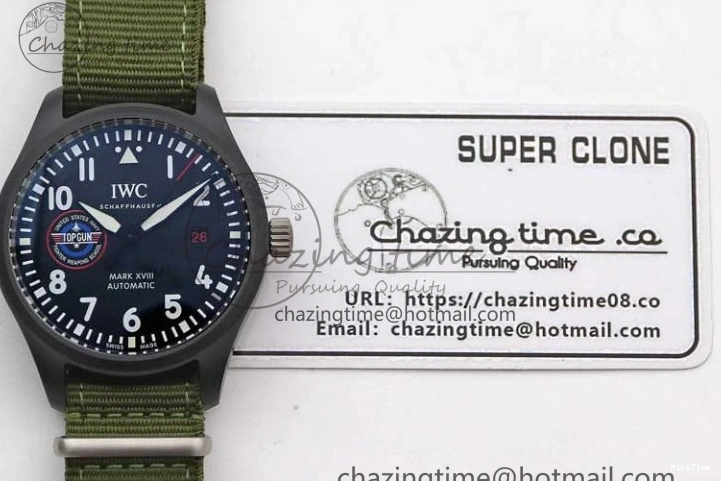 MIROTIME 0219 Packable Mark XVIII ‘TOPGUN SFTI’ Ceramic M+F Best Edition Black Dial on Green Nylon Strap 7048